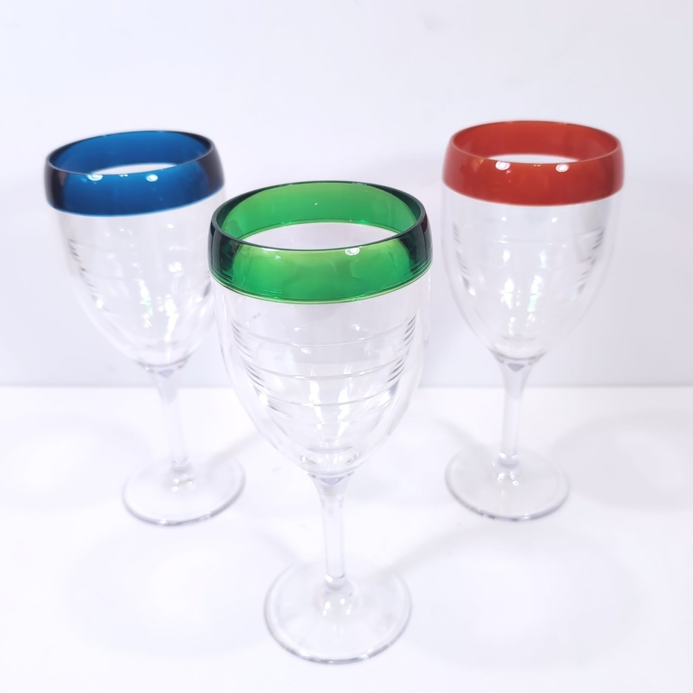 3 Tervis Wine Glass Goblet Tumbler 8.5" Long Stem Double Wall Insulated